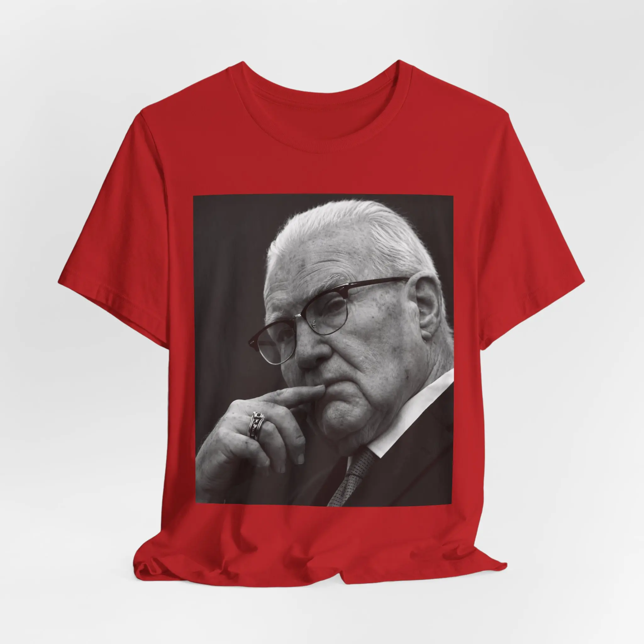 Men's Kevin Reddington Black and White Portrait Round Neck Short-Sleeve T-Shirt - Soft Cotton Jersey Knit Casual Streetwear Top, Vintage Elderly Man Photo Menswear