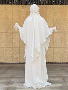 Women's Long Layered Scarf Shawl, Islamic Prayer Headscarf Khimar Gamis Syar'i, Modest Abaya for Daily Wear, Plain Color Robe