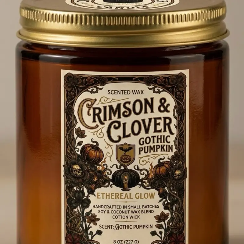 Crimson & Clover Elixirs Gothic Pumpkin-Scented Candle, Home Decor Aroma Candle for Home Supplies