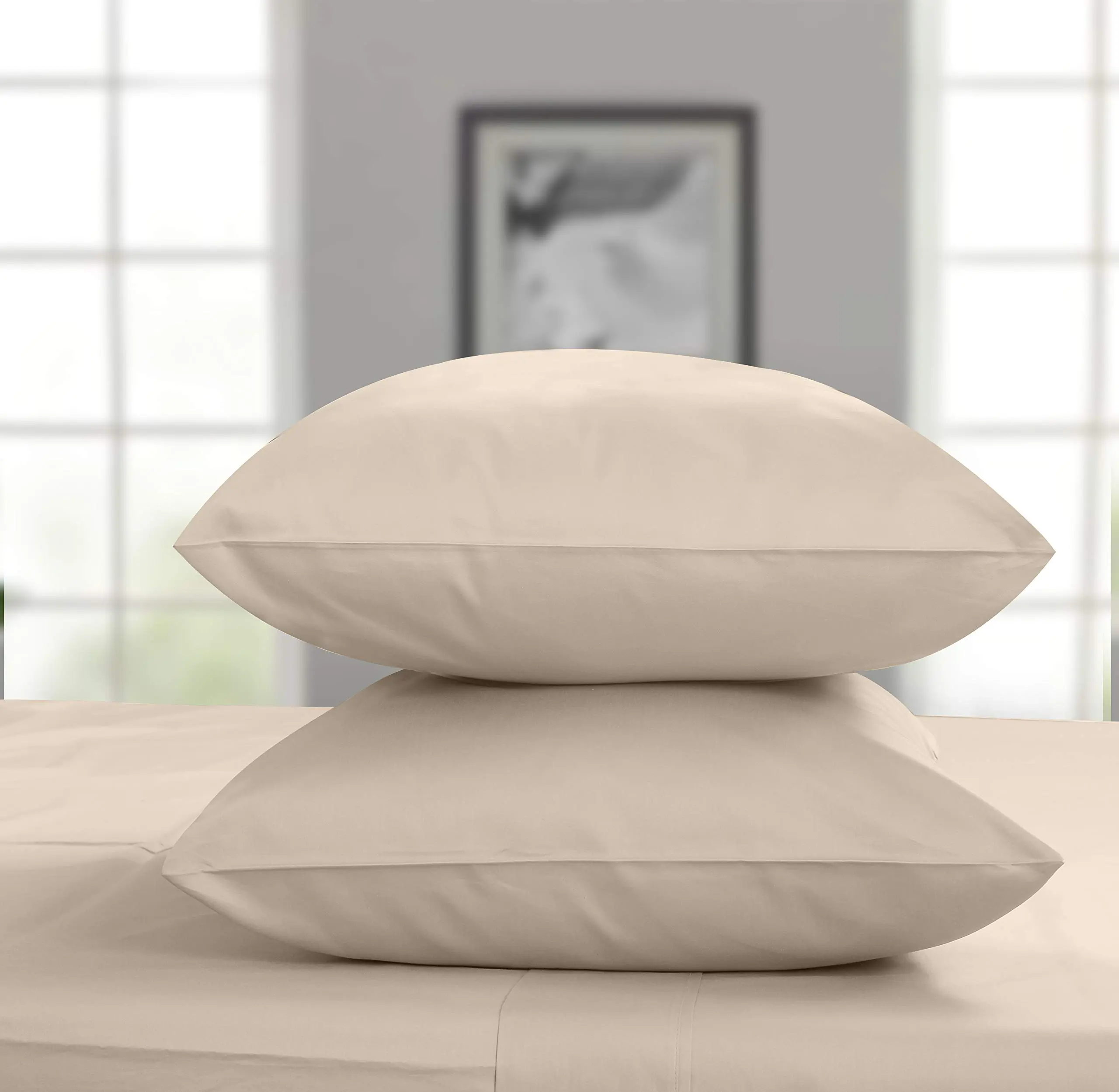 Threadmill Home Linen Luxury Sateen Weave Cotton Pillow Cases - 600 Thread Count, Solid, Breathable, Cooling Bedding, Fade Resistant