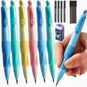 Handwriting thick mechanical pencils with grip: 2.0MM HB Pencil for  with 14 leads (6 pack)