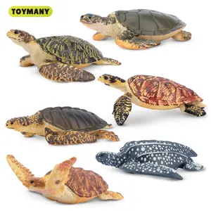 TOYMANY 6PCS Realistic Plastic Sea Turtle Figurines Set - Ocean Animal Action Figures, Toys for Kids, Age 3+ Educational Cake Toppers, Christmas Birthday Gift for Toddlers