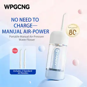 Manual Air Pressure Dental Irrigator | No Charging Portable Oral Cleaner for Travel | 80 PSI Pump Action