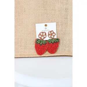 Strawberry Beaded Earrings
