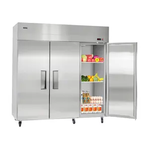 VEVOR Commercial Reach-In Refrigerator 72 W, 52 Cu. Ft Stainless Steel Upright Refrigerator with Three Doors, Auto-Defrost, 9 Adjustable Shelves, 32 to 50 Temp Control, UL Certified