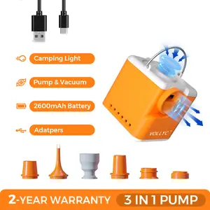 Pool Float Pump 4.5kPa Portable Mini Air Pump for Inflatables, Ultra Powerful Mini Air Mattress Pump with LED Light, 2400mAh Electric Camping Air Pump Camping Gear for Pool Float,Air Mattress,Vacuum Storage Bags