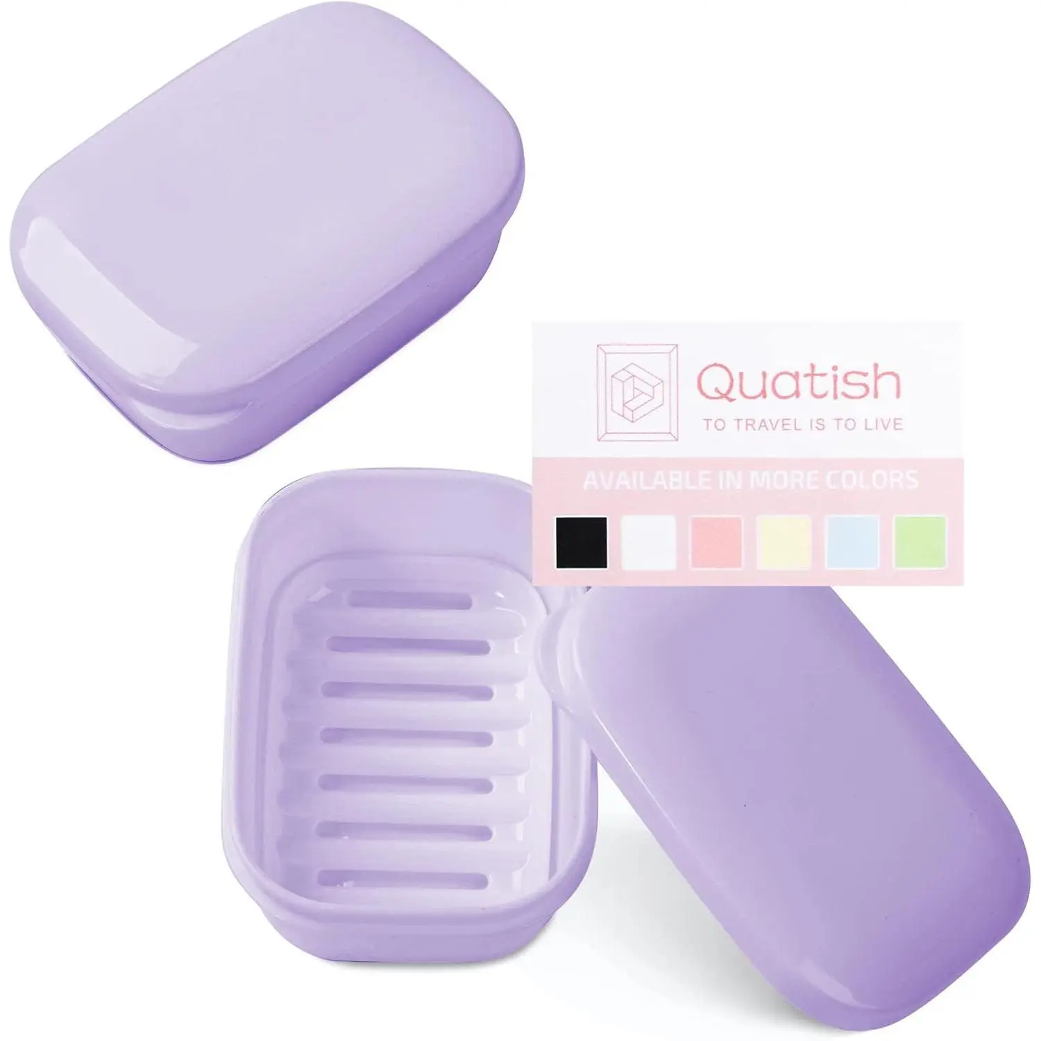 2 Pack Travel Soap Container, Portable Soap Holder with Lid, Travel Bar Soap Holder, Soap Case for Camping Gym Travel, Soap Box for Bathroom,Purple