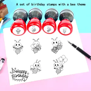 Bee Theme Birthday Light-Sensitive Stamp Set, Reusable Plastic Material, Ideal for Handmade Crafts, Card Making & Album Decoration