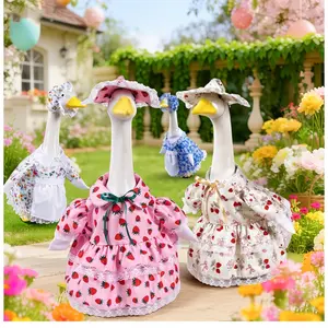 2pcs Floral Fruit 23 Inch Porch Goose Clothes Costume | Spring Countryside Style Small Floral Goose Outfits, Suitable for Courtyard Porch, Balcony, Home, Event Party Supplies Set Valentine, Carnival, Easter, Wedding