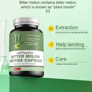 Green Natural Pure Bitter Melon Peptide Capsules,natural extract,helps the body stabilize blood sugar, dietary supplement 60 capsules, made in the USA