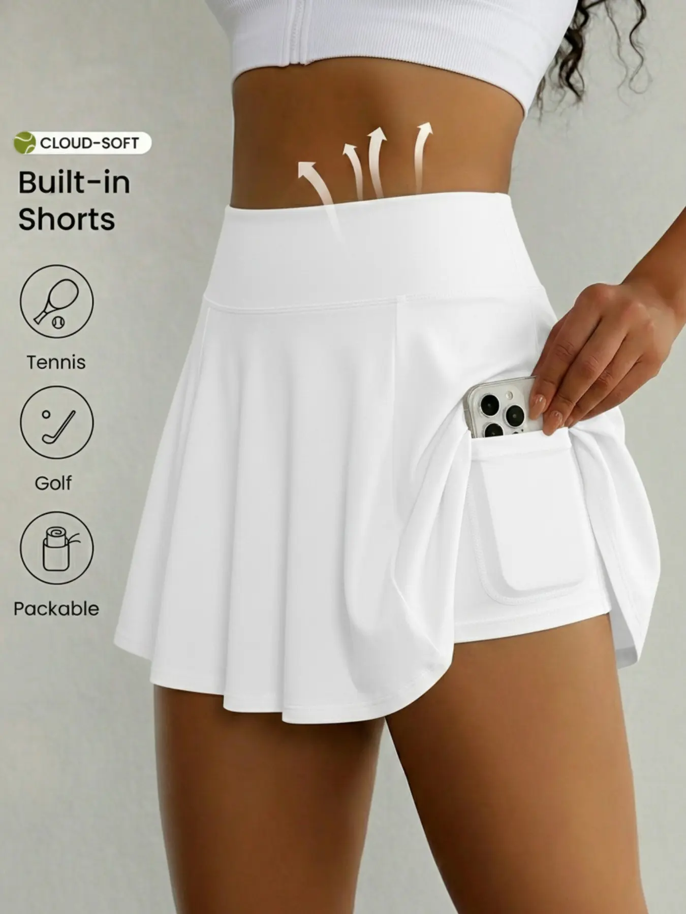 Women's High-Waisted Sports Skirt, Anti-See-Through Pleated Tennis Skort, Stretchy Skorts for Running, Yoga and Fitness