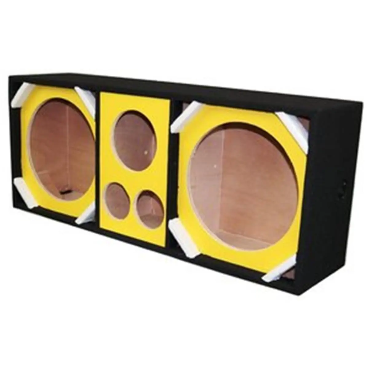 212 MAIN Round Deejay LED Vinyl Speaker Enclosure - Plywood, Brazil Vinyl, 2x12 in. Woofers, 2 Tweeters, 1 Horn, Multi-Compartment Removable Front Cover Audio Speaker Gadget, Multi-Compartment Speakers, Removable Front Cover Speakers