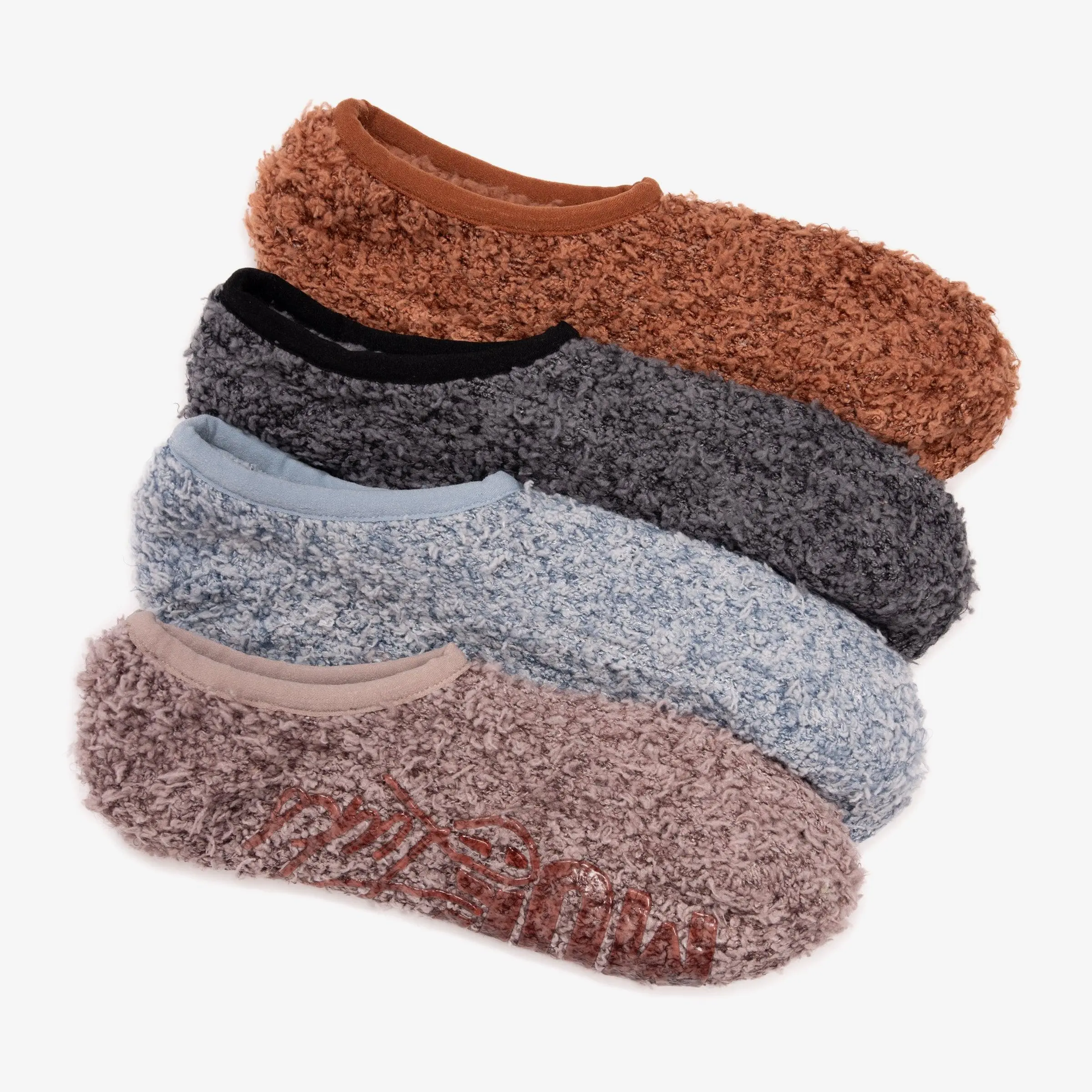 Women's Luxe Casual 4-Pack Ballerina Footies Footwear, Soft Brushed Fabric Slippers with Non-Slip Sole, Cozy Lightweight Slip-On, Elegant Chic Shape, All-Season Indoor Use, Ballerina Slippers