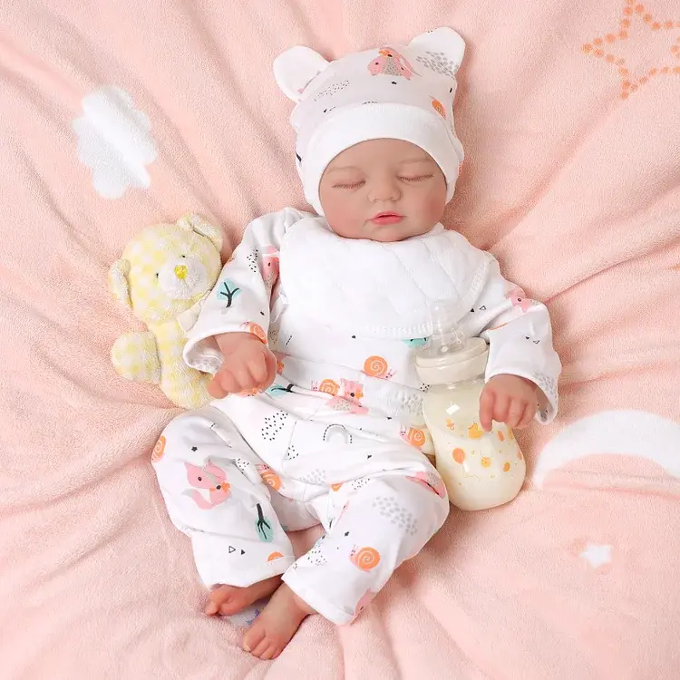 Babeside 17" Sleeping Reborn Baby Peach Newborn Girl Doll, Cute Dolls, Ideal Gift for Kids, Sleeping Doll