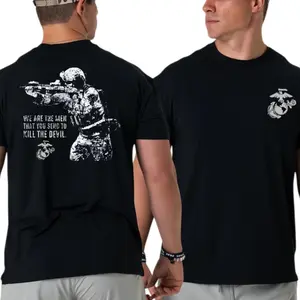 U.S. Marine Corps Sniper T-Shirt & Hoodie, Bold Soldier with Rifle Graphic and Kill the Devil Quote 2 Sides, Soft Cotton Blend Tactical Military Pride polo bundle hoodie