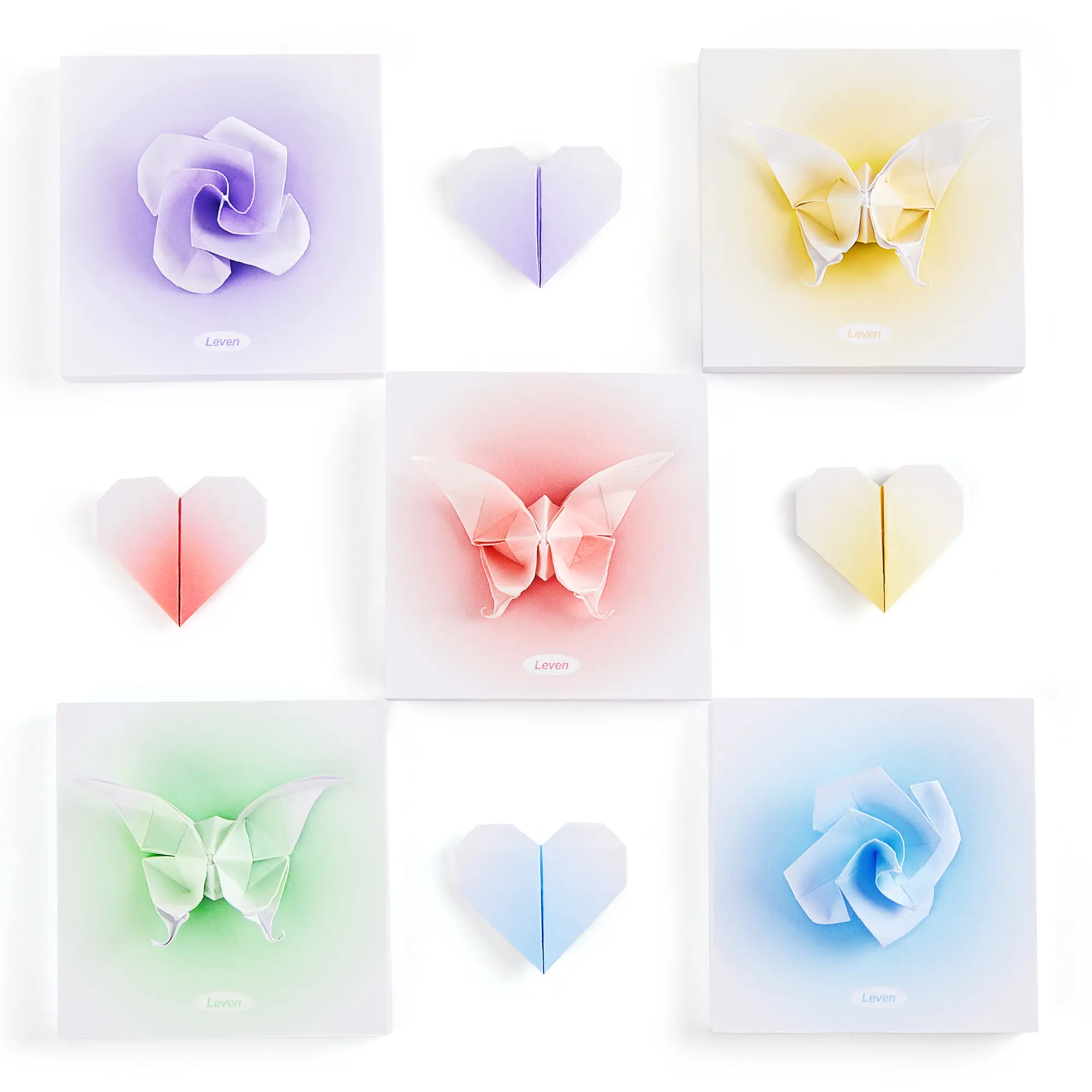 Leven Origami Paper, Set of Two, 1200 Sheets, Folding Craft Paper Kit Colored Square Double Sided with Gradient Colors, Colorful Origami Projects for for kids and Adults Arts and DIY (3.15 x 3.15 Inch)