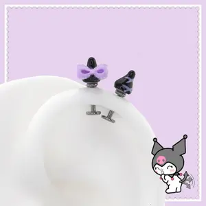 Titanium Alloy Sweet Cute Cartoon Purple Black Ear Studs Ear Cuff Clip On Piercings