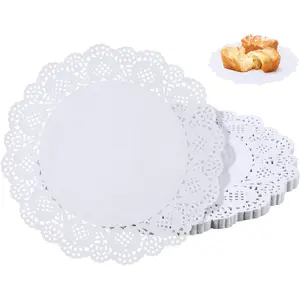 100 Pack 12 Inch White Round Lace Paper Doilies, Food Safe Disposable Paper Placemats, Elegant Table Decor Doily Liners for Cakes Desserts Pastries, Bulk Vintage Table Setting & DIY Craft Supplies