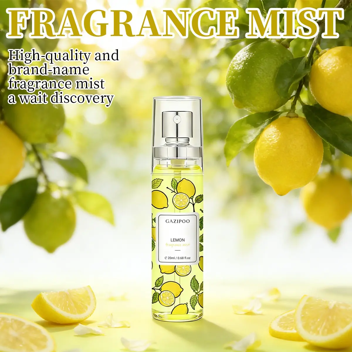 Lemon Scented Women's Perfume Spray, Fragrance Mist, Elegant Perfume Mist, Bright Citrus Fragrance with Kumquat, Lemon, Mint, Coconut, Cedar, 20ML, Portable, Long-Lasting, Ideal Gift, Citrus Fruity Fragrance, Aromatic Citrusy Scent, Daily Fragrance