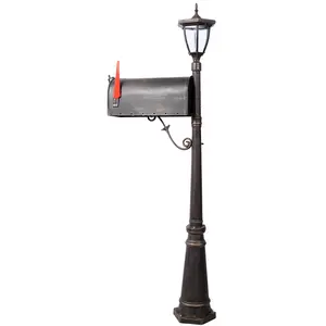 Hdmw Mailbox/Post Light Combination Kit , Post with Mailbox, Fluted Base,  Decorative Modern Mailbox with Post, Stratford Heavy Duty Cast Aluminum Mailboxes for Outside, Mailbox Post Large Mail Box