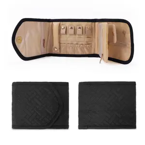 Small Jewelry Travel Case Jewelry Travel Organizer for Necklace, Earrings, Rings, Bracelet, Jewelry Storage, Earring Storage, Necklace Storage, Pouch Bag Luggage Accessories for Travel(Black)