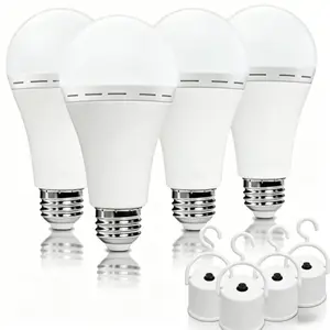 4/8/12 Pack Rechargeable Emergency Light Bulbs A19, Battery Powered LED Camping Light Bulb, 6000K Daylight, E26/E27 Base, 120V 12W (60W Equivalent), 1200mAh Backup Bulb for Home Power Outage, Camping & Hurricane Emergency Use