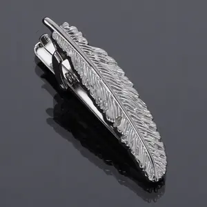 GTHIC Feather Design Brass Men’s Tie Clip Fashionable Versatile for Men Women Accessories