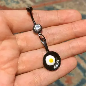 Skillet Fried Egg Belly Button Ring