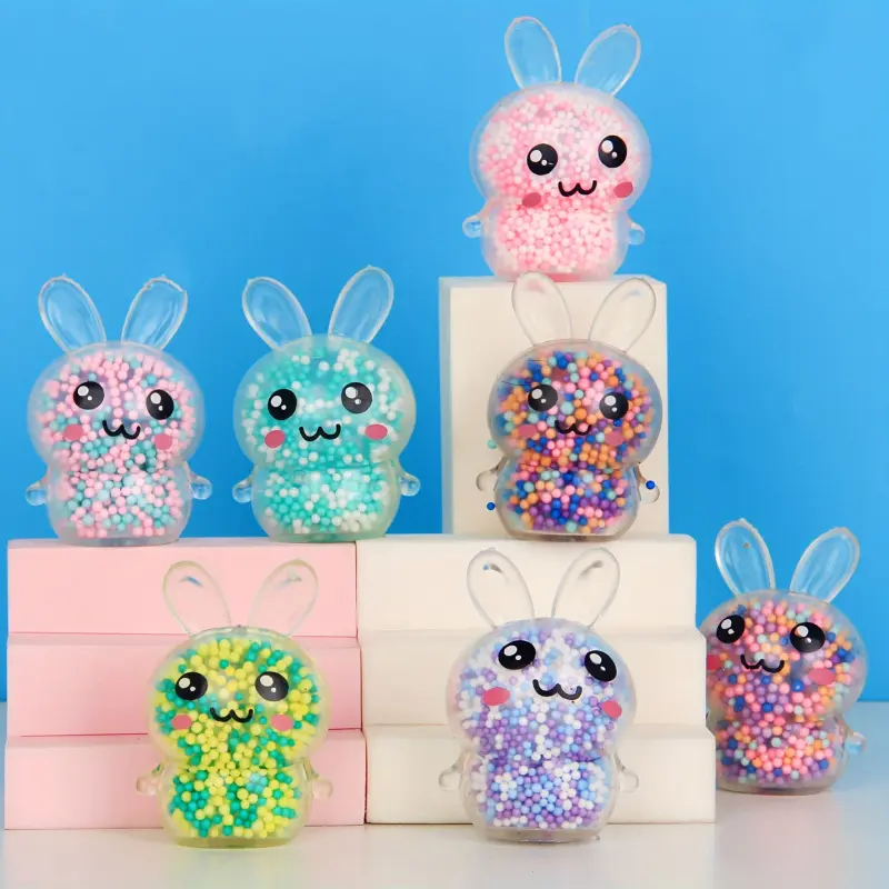 6pcs Mixed Color Squishy Bunny Stress Balls, Stress Relief Toys, Colorful, Easter Bunny Rabbit Sensory Relief, for Girls, Kids, Adults, Easter Party Gifts Favors