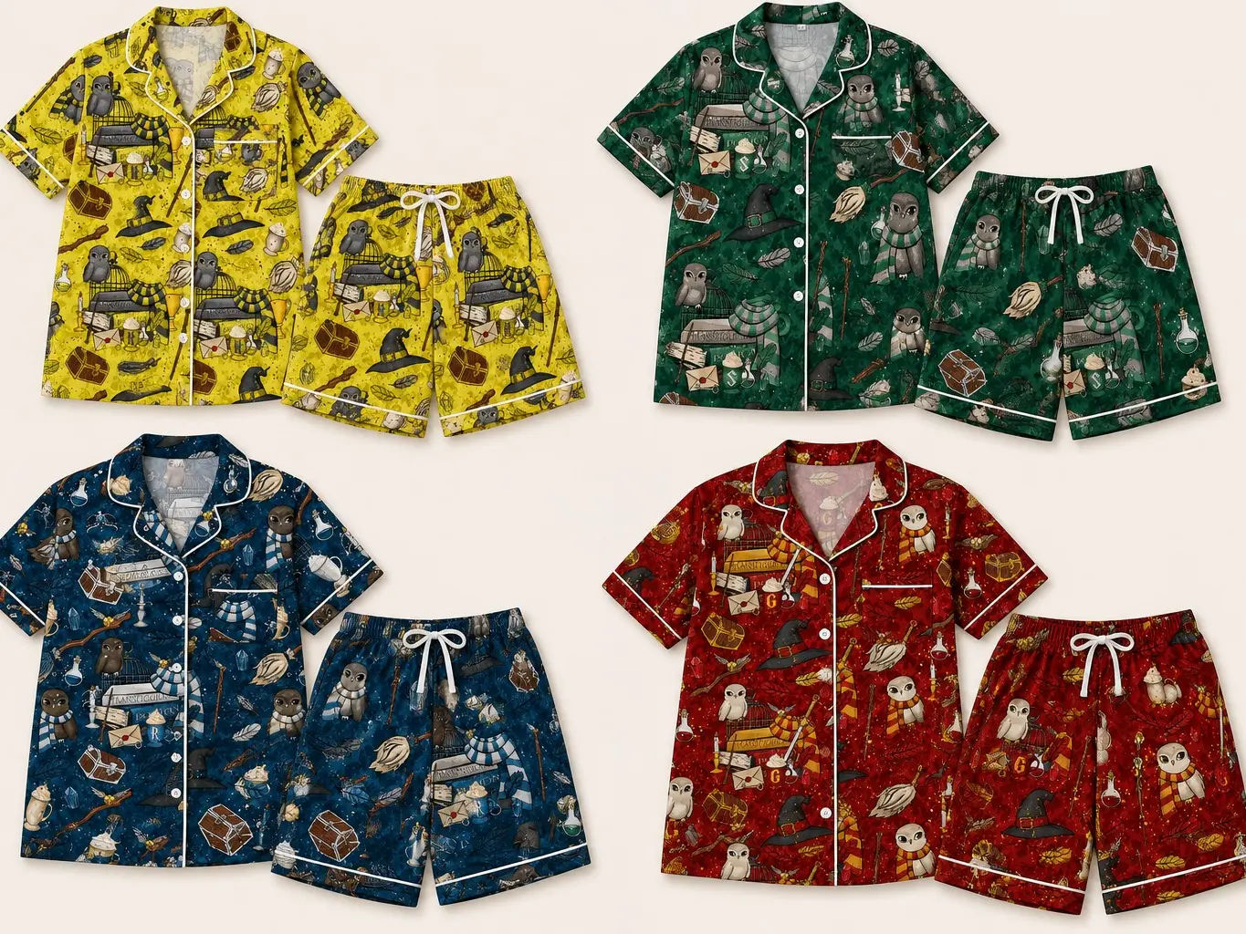 Wizard Pajamas Set, Cute Wizard Pajama Set, HP Wizard Set