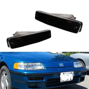 2PCS Smoked Lens Front Bumper Turn Signal Light Housings For Honda CR-X / CRX 1990 1991 Replace OEM 33300SH2A03, 33300 SH2 A03, 33300-SH2-A03