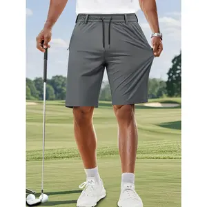 Men's High-Stretch Golf Shorts - Breathable Lightweight, Elastic Drawstring Waist & Zippered Pockets for Daily/Leisure/Sports