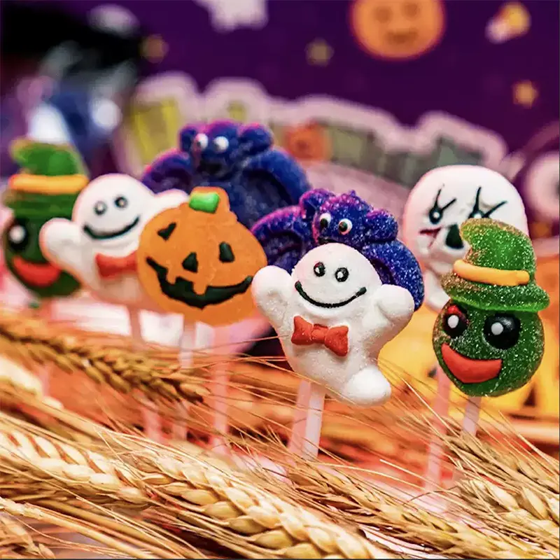 Christmas Candy Gift Box Set 4D Lollipop Marshmallows Gummies Various Mixed Candies Party Favors Creative Ghost Pumpkin Bat High Appearance Snacks For Kids Children Besties Little Friends Boyfriends And Girlfriends Gift 8.57 Oz 33 Count Spooky Treats