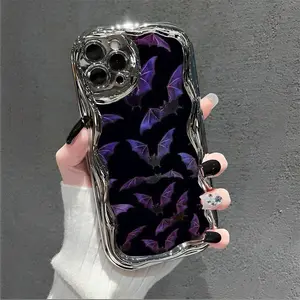Bat-themed Phone Case with Vivid Purple Design, Perfect for Halloween Enthusiasts, Compatible with iPhone 16 15 14 13 12 and 11 Pro Series, Made of TPU Protective Material, Ideal Choice for Family, Friends, Young People, Birthdays, Holidays, Boyfriend Gir