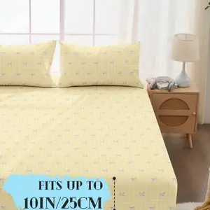 3-Piece Heart Polka Dot Print Flannel Bed Sheet Set, Includes One Fitted Sheet and Two Pillowcases, Soft Comfortable Home Bedroom Decor