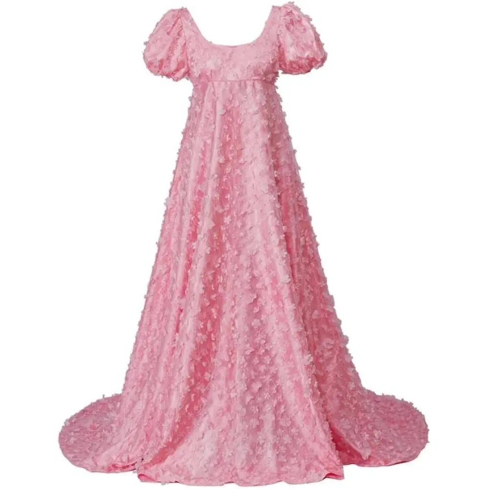 Lady's Daphne Regency Gown - Elegant Blush Pink Lace Empire Waist Evening Gown for Regency Balls, Themed Weddings, Featuring Flattering Hip Fit, Gowns, Soft