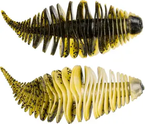 Thkfish 5-6pcs Ribbed Flat Worm Soft Bait , Realistic Bluegill Imitation with Deadly Swim Action for Bass Anglers, Soft & Tough