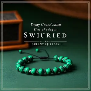 HYmoso Natural Malachite Bead  Handmade Bohemian Fashion Jewellery for Men & Women Secret Message Gift from Nature Ideal for Daily Wear or Special Occasions money attraction bracelet