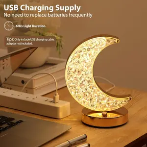 Rechargeable Moon Table Lamp, Touch Dimmable Light, Three Colors Available, Ideal for Bedside Tables & Home Decor Gift, Modern Night Lights