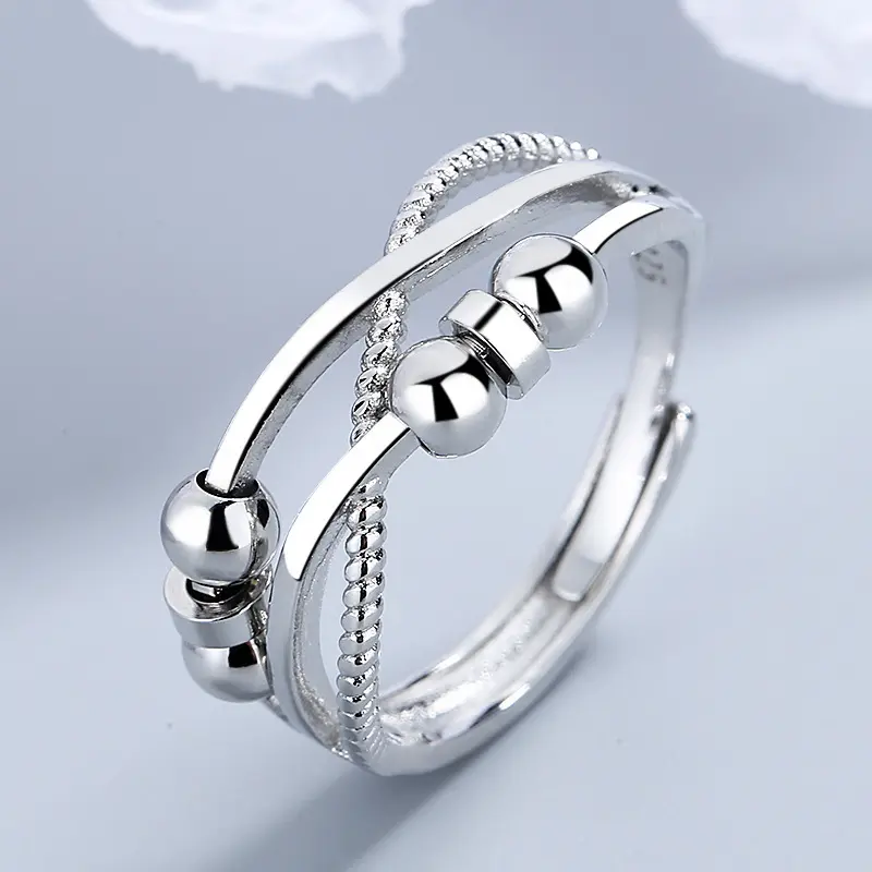 Spinner Ring for Women, Elegant Intertwined Copper Metal Band, Minimalist Double-Layered Adjustable Design for Everyday Wear, Fashion, Nonstone, Open, Unique Rotating Feature, Dynamic Rotating Feature, Intertwined Ring, Female, Simple, Open Size, Adjustab