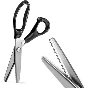 Pinking Shears, Stainless Steel Dressmaking Scissors, Serrated and Scalloped Blades, Professional Sewing Craft Cut Tailor Zig-Zag Tool, Fabric Decoration Comfort Grip Soft Handheld (Scalloped 5mm)