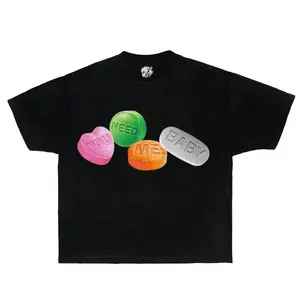 CANDY T-shirt Garment Dyed Boxy Ultra Cotton Streetwear Shirt Y2K Fashion