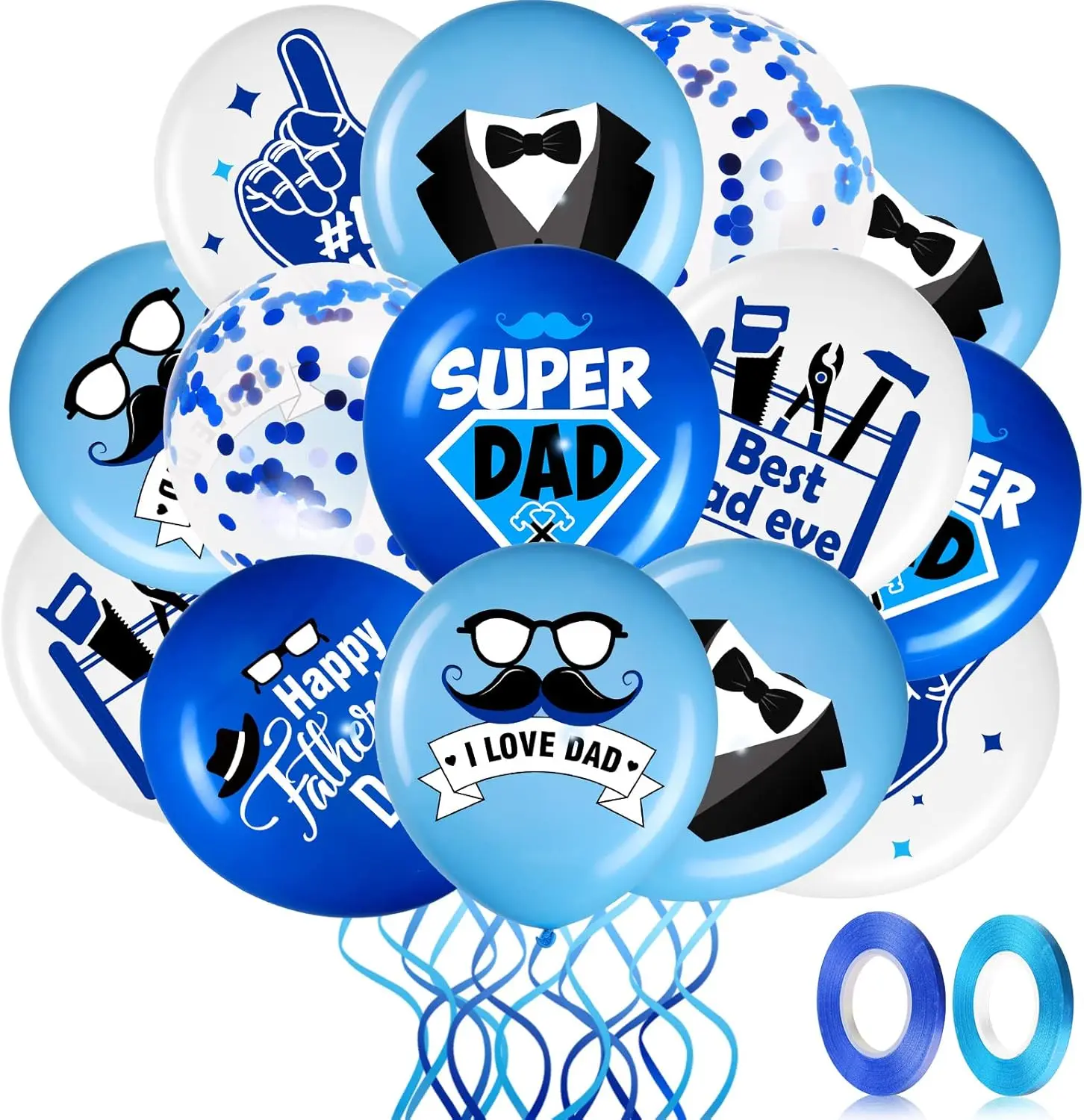 50 PCS Happy Father's Day Balloons Party Decorations Supplies 12 Inch, I Love You Best Dad Ever Thanks Giving Latex Balloons for Father's Day Party Birthday Favors
