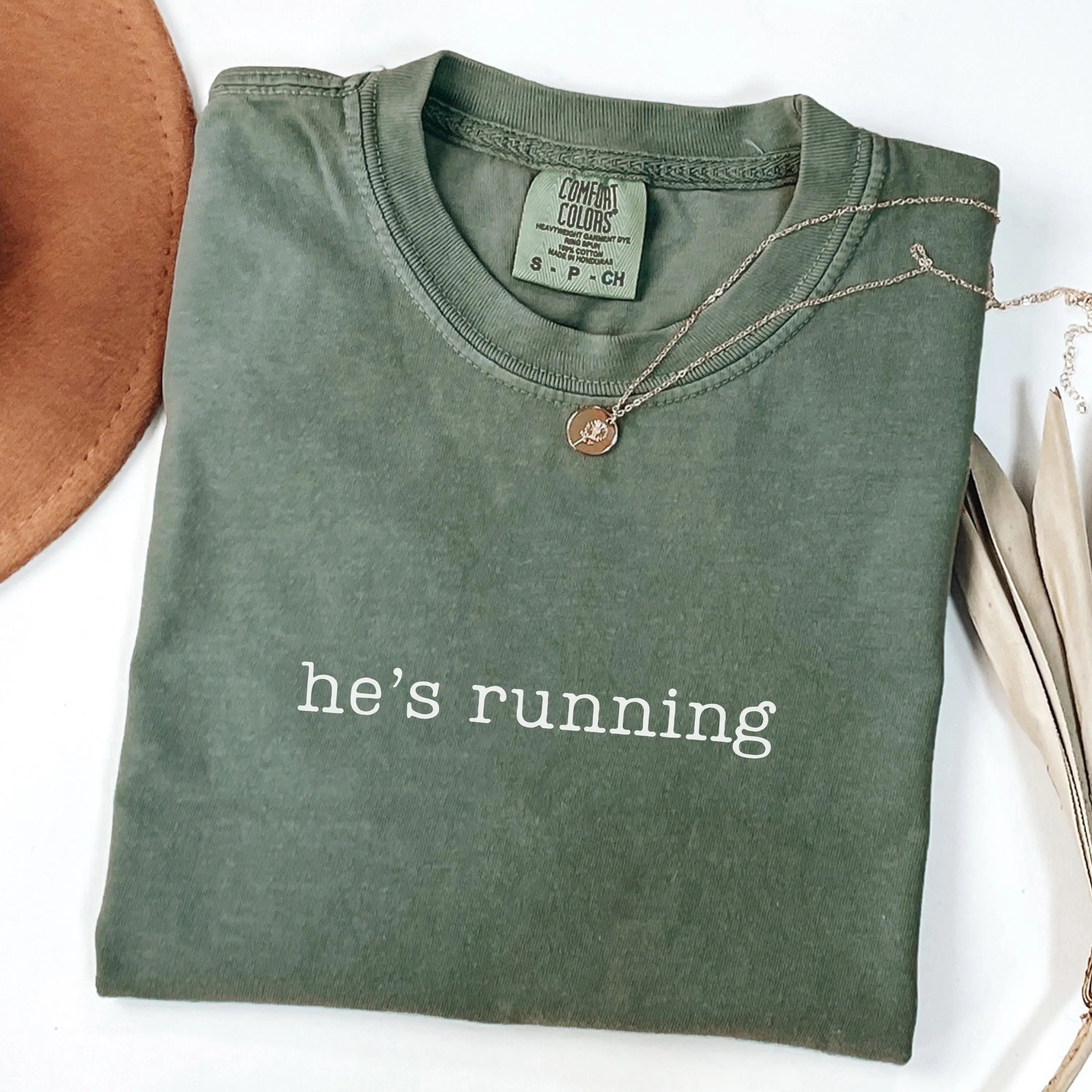 Comfort Colors He's Running Shirt, Marathon Wife Husband Shirt, Runner Wife Tshirt, Running Girlfriend Gift, Marathon Support Shirt