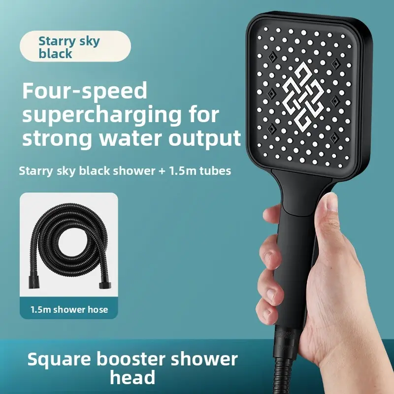 Black showerhead + 1.5m hose + bracket