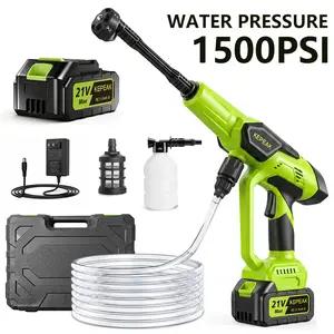 【FathersDayGift】KEPEAK  1500PSI Cordless Pressure Washer, 21V Portable Electric Power Washer with 200W Motor, 13000mAh Battery, 6-in-1 Nozzle, Foam Cannon & 5M Hose, High-Pressure Cleaning Gun for Car,for Valentine’s Day Gift SummerVibes