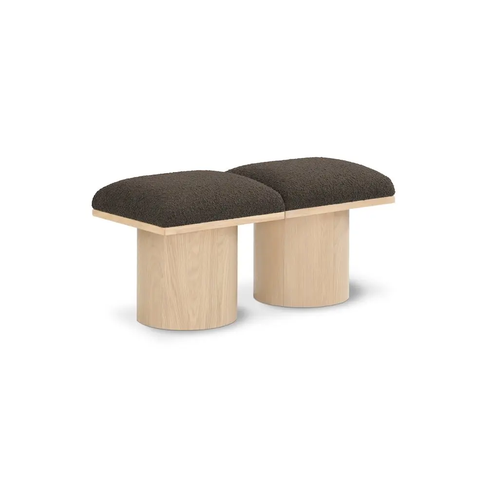Pavilion Brown Boucle Fabric Bench
