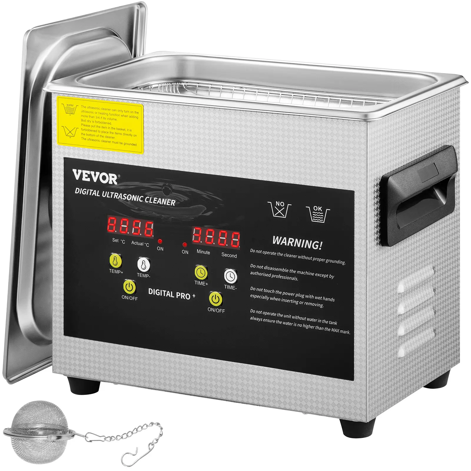 【summerfinds】VEVOR 3L Upgraded Ultrasonic Cleaner (200W Heater, 120W Ultrasonic) Professional Digital Lab Ultrasonic Parts Cleaner with Heater Timer for Jewelry Glasses Parts Cleaning