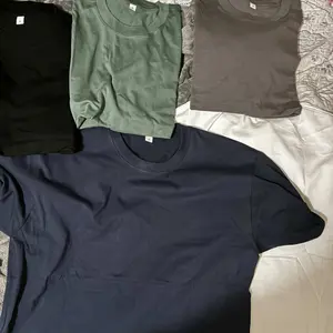 Men's 3PCS Cotton Crew T‑Shirts Set - Soft Loose Fit Navy Gray Black Tees for Casual Daily Wear Crewneck Classic