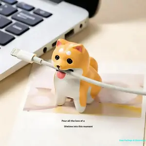 Cute Dog Cable Organizer Desk Accessory, Cord Organizer, Fun Animal Sculpture for Tangle-Free Charger Cable Management, Adorable Office Decoration